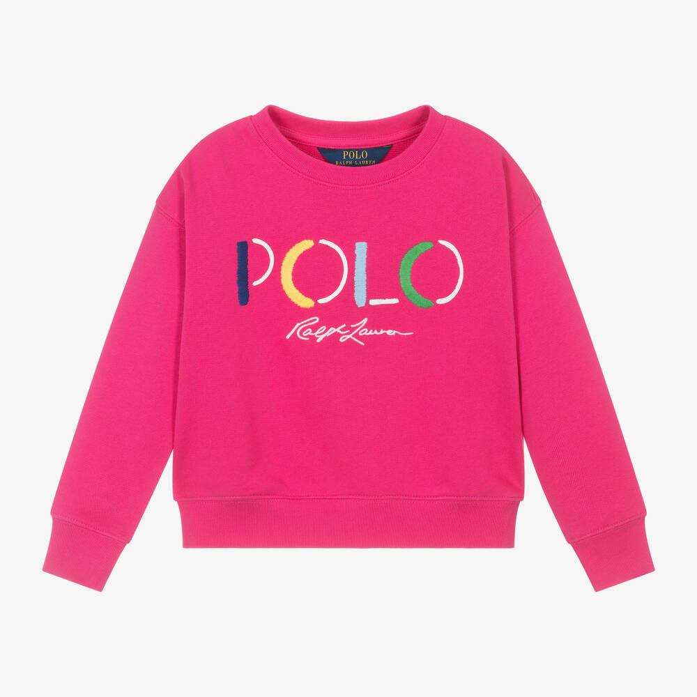 Ralph Lauren - Girls Pink Cotton Sweatshirt | Childrensalon