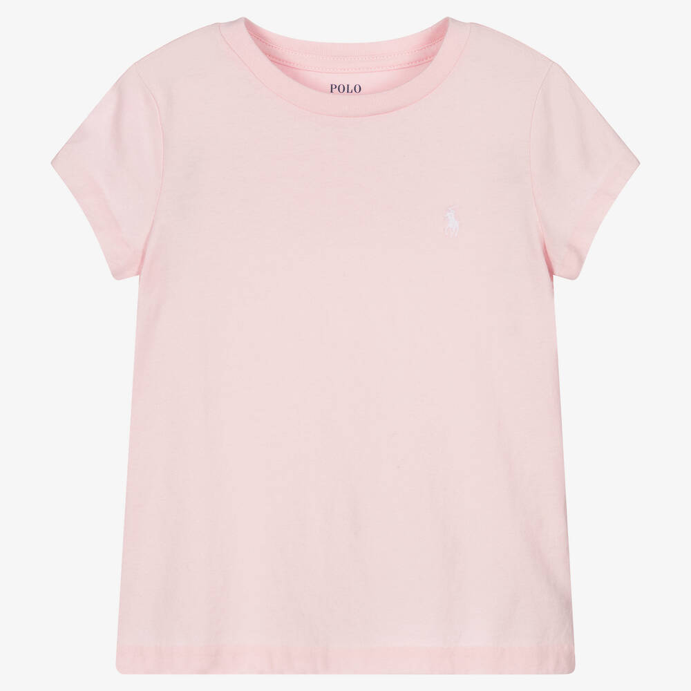 Ralph Lauren - Розовая хлопковая футболка для девочек | Childrensalon