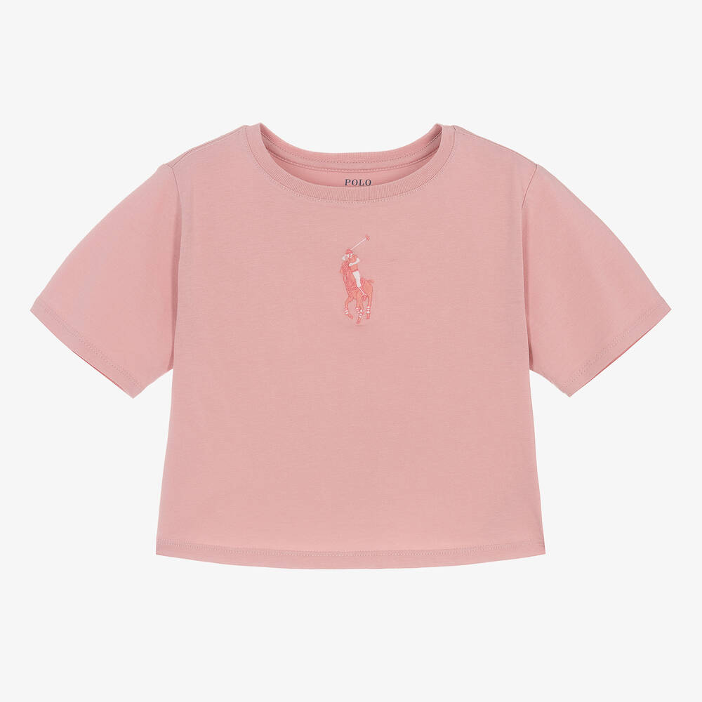 Ralph Lauren Kids' Girls Pink Embroidered Pony T-shirt