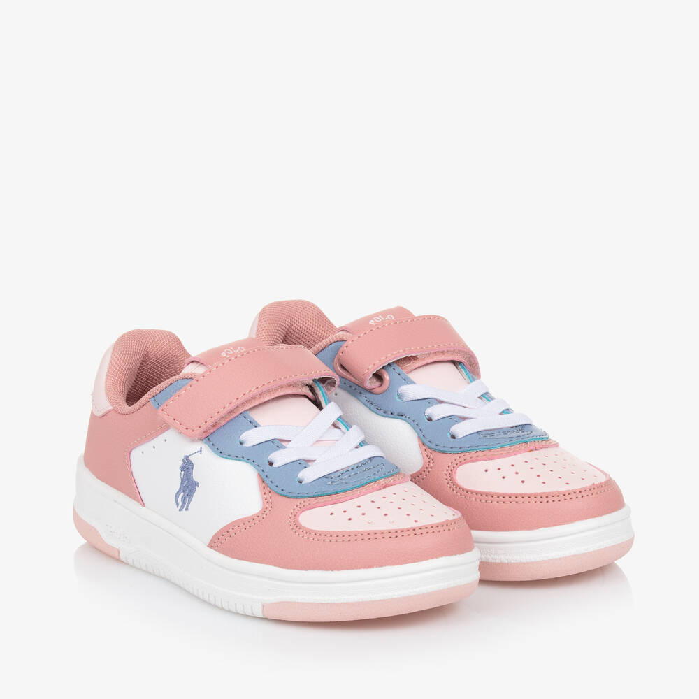 Ralph Lauren - Baskets en faux cuir roses et lilas fille | Childrensalon