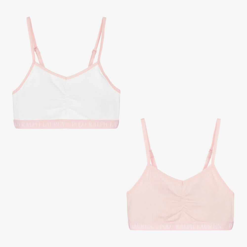 Ralph Lauren - Girls Pink & White Cotton Bras (2 Pack)
