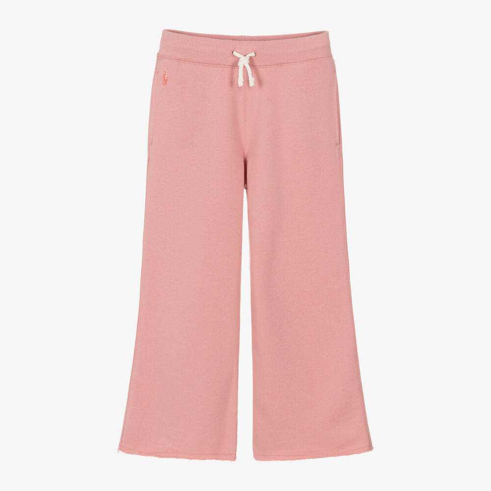 Ralph Lauren - Girls Pink Wide Leg Joggers | Childrensalon