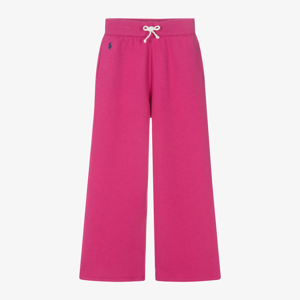 Ralph Lauren - Girls Pink Wide Leg Joggers | Childrensalon