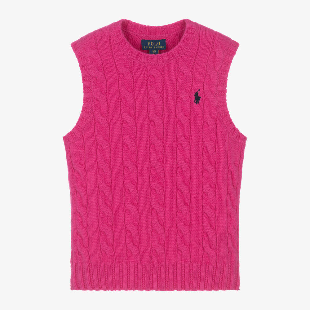 Ralph Lauren - Girls Pink Wool & Cashmere Slip-Over | Childrensalon