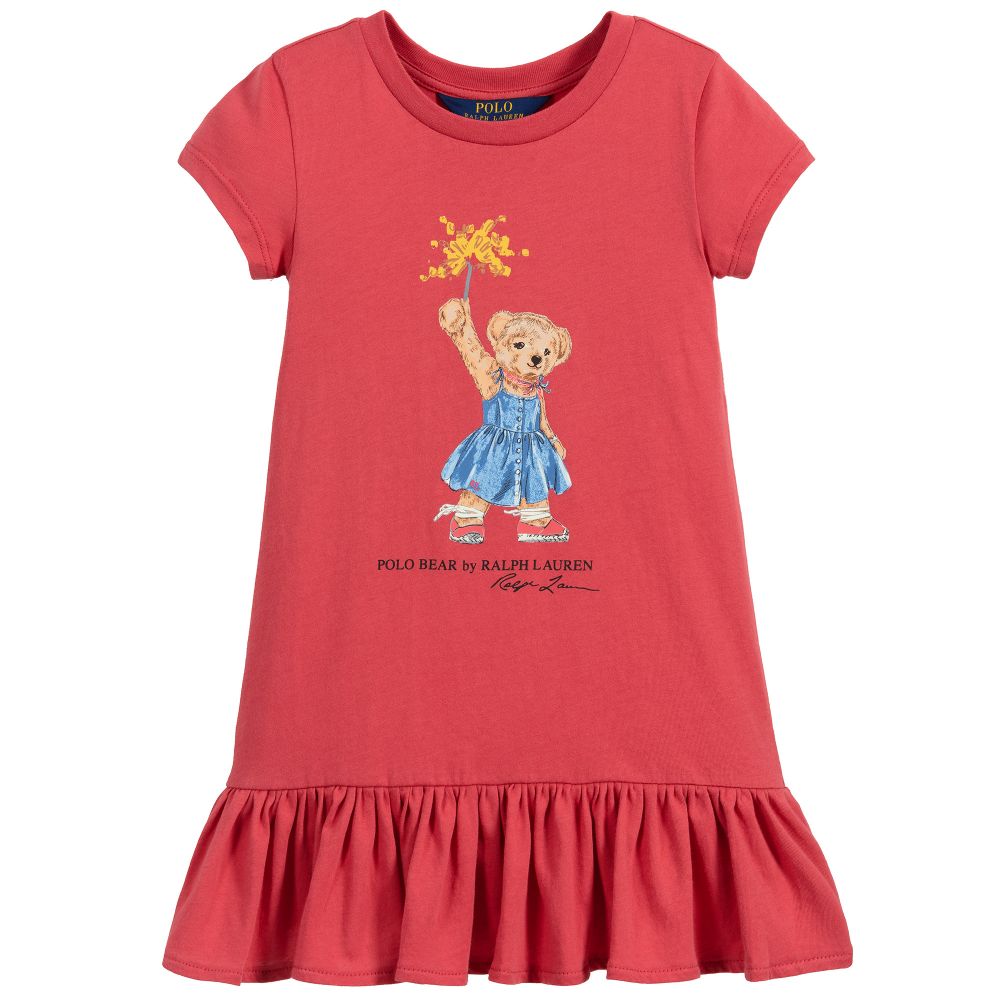Polo Ralph Lauren Babies' Girls Red Cotton Logo Dress