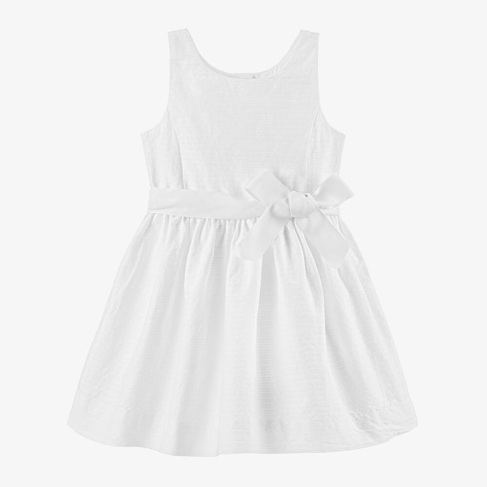 Ralph Lauren - Girls White Cotton Dress | Childrensalon
