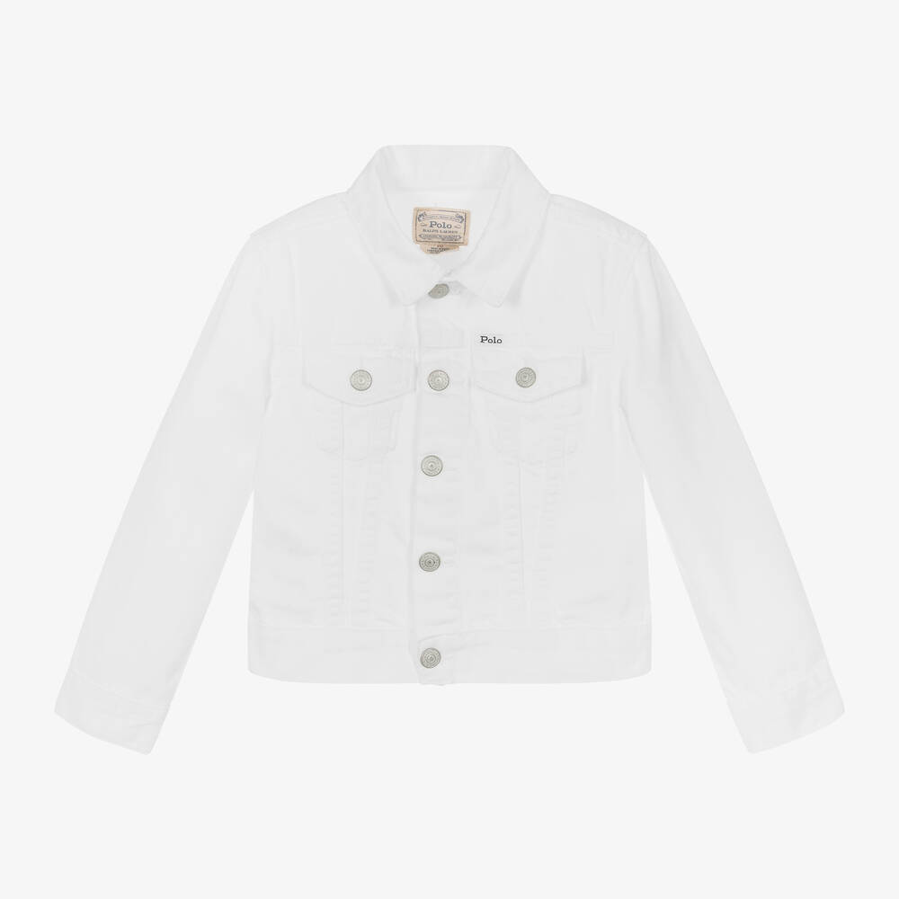 Ralph Lauren - Girls White Denim Jacket | Childrensalon