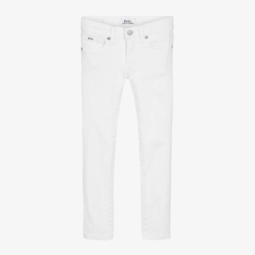 Ralph Lauren - جينز قطن دنيم لون أبيض للبنات | Childrensalon