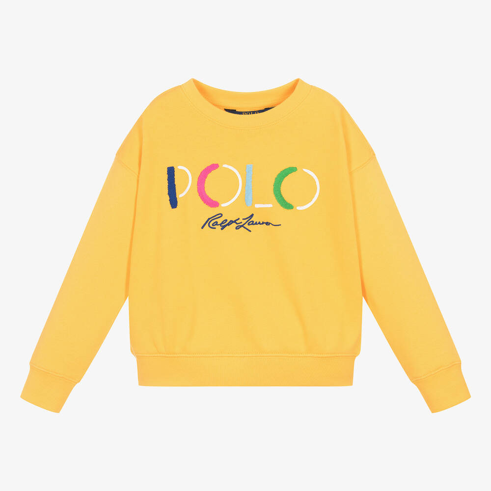Ralph Lauren - Girls Yellow Cotton Sweatshirt | Childrensalon