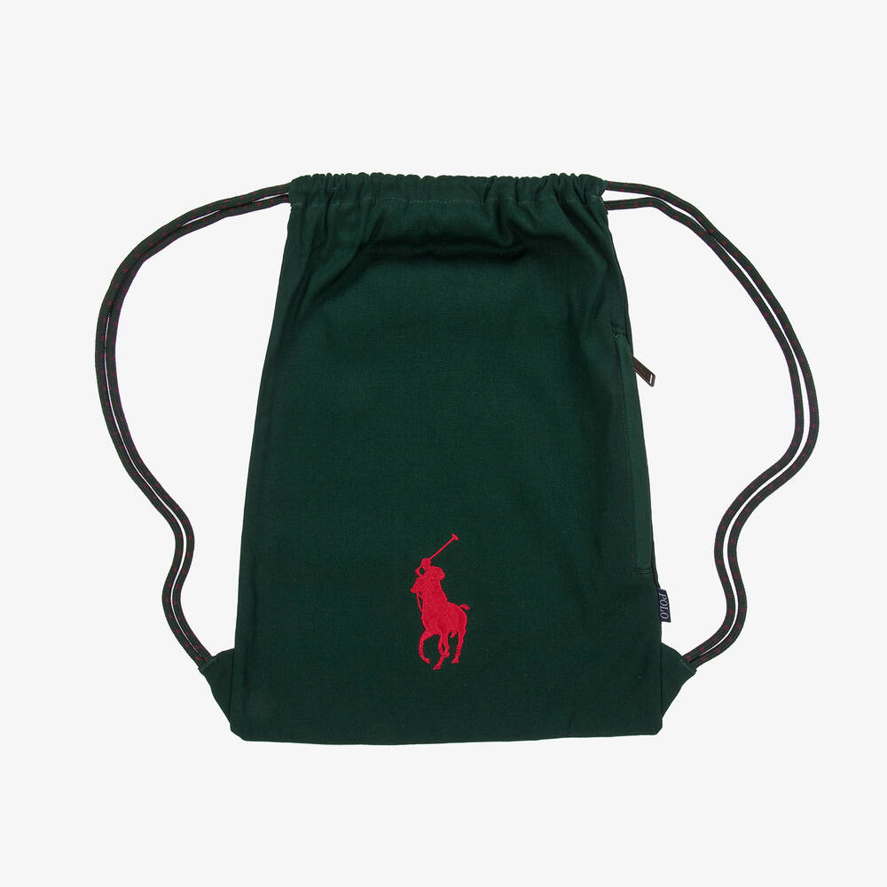 Ralph Lauren - Green Drawstring Backpack (49cm) | Childrensalon