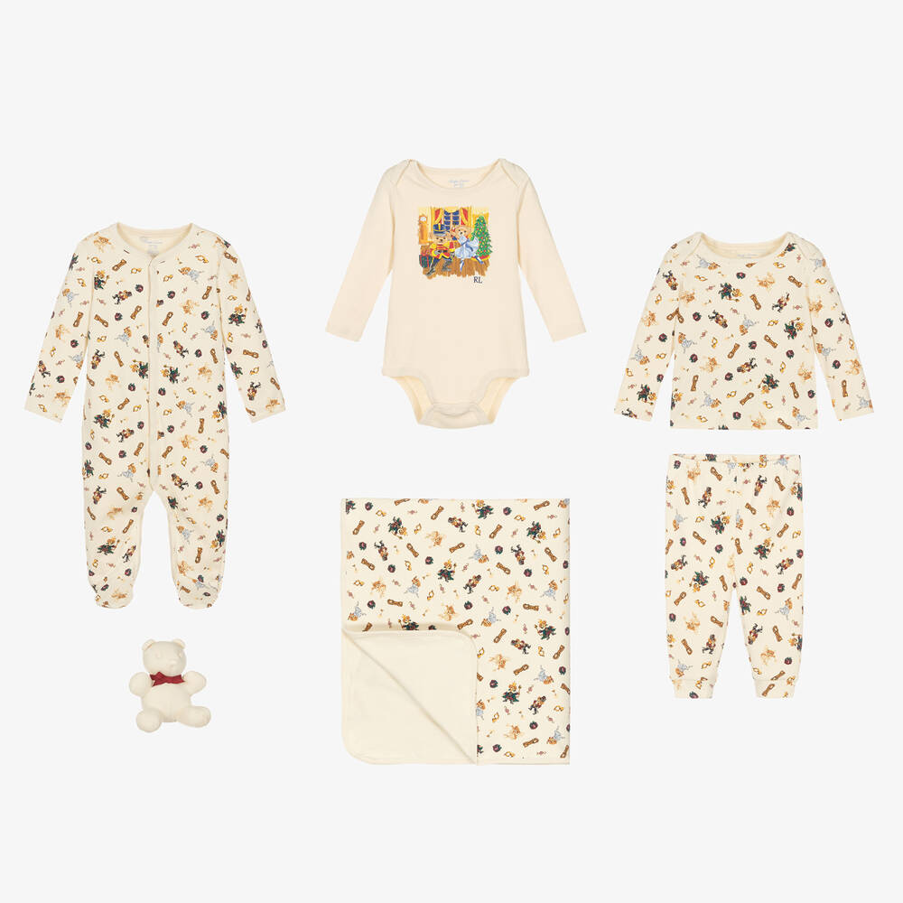 Ralph Lauren - Ivory Cotton Nutcracker Babysuit Set | Childrensalon