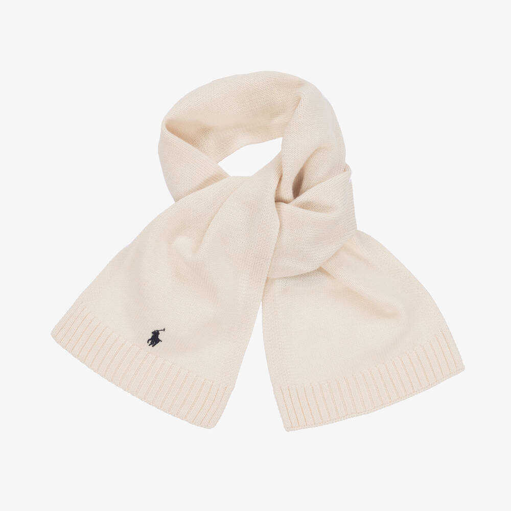 Ralph Lauren - Ivory Wool Knit Pony Scarf | Childrensalon