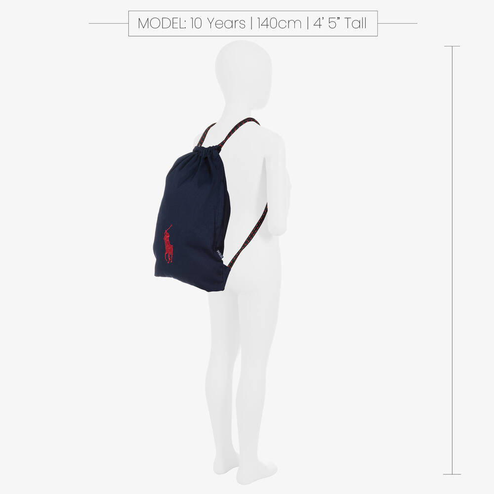Polo Ralph Lauren - Navy Blue Drawstring Backpack (48cm) | Childrensalon