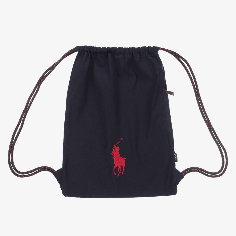 Ralph Lauren - Navy Blue Drawstring Backpack (48cm) | Childrensalon