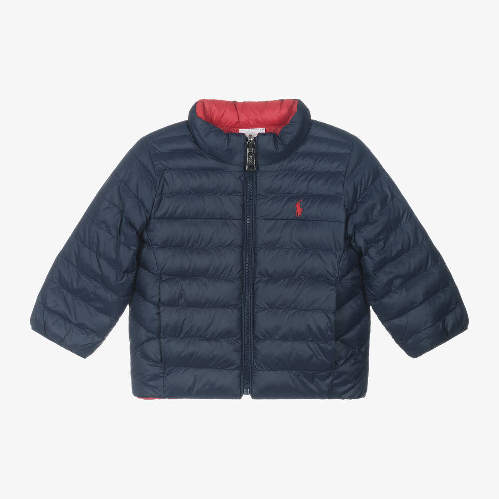 Ralph Lauren - Navy Blue & Red Reversible Baby Jacket | Childrensalon