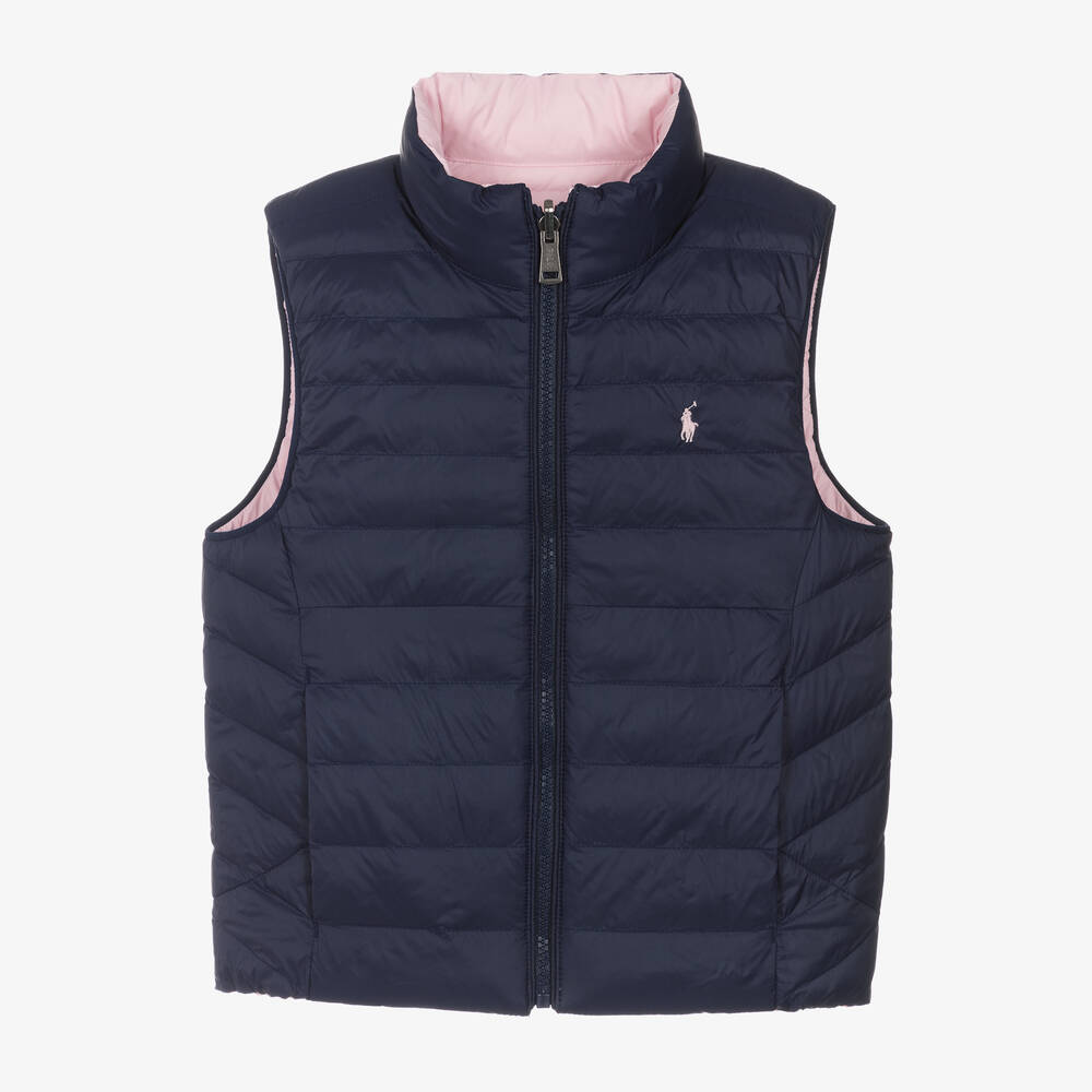 Ralph Lauren - Pink & Blue P-Layer 2 Reversible Gilet | Childrensalon