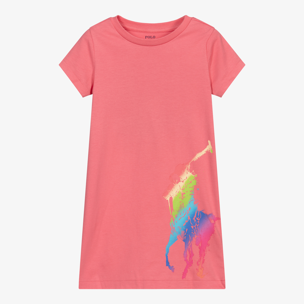 Ralph Lauren Babies' Girls Pink Cotton Logo T-shirt Dress