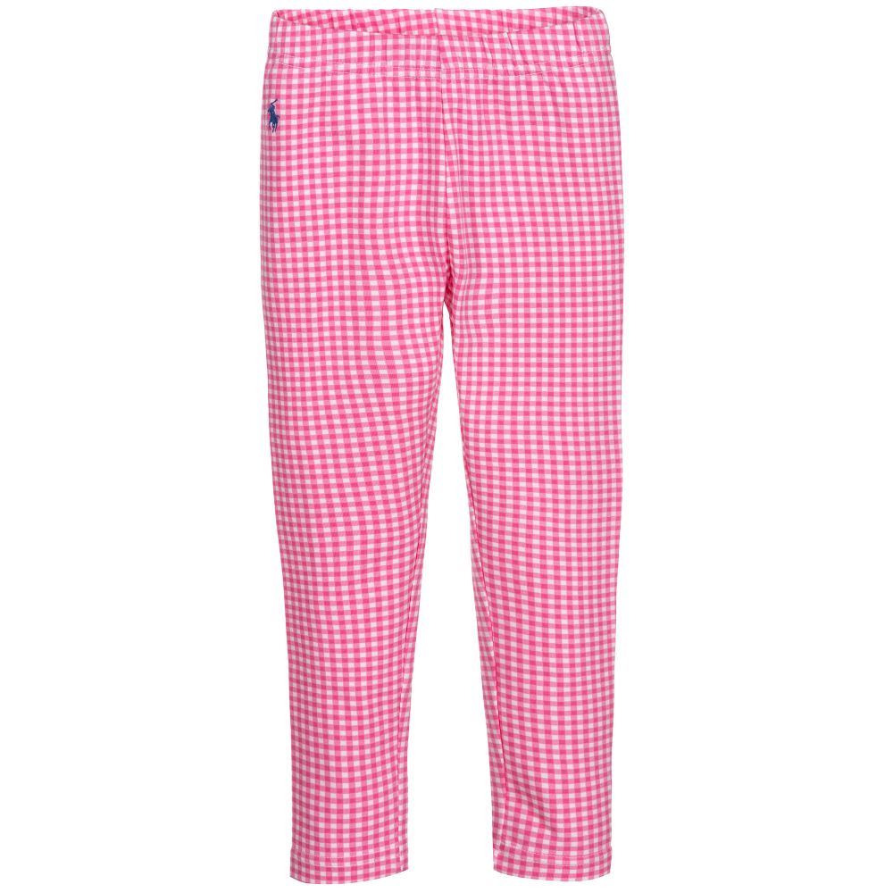 Polo Ralph Lauren Babies' Girls Pink & White Check Leggings
