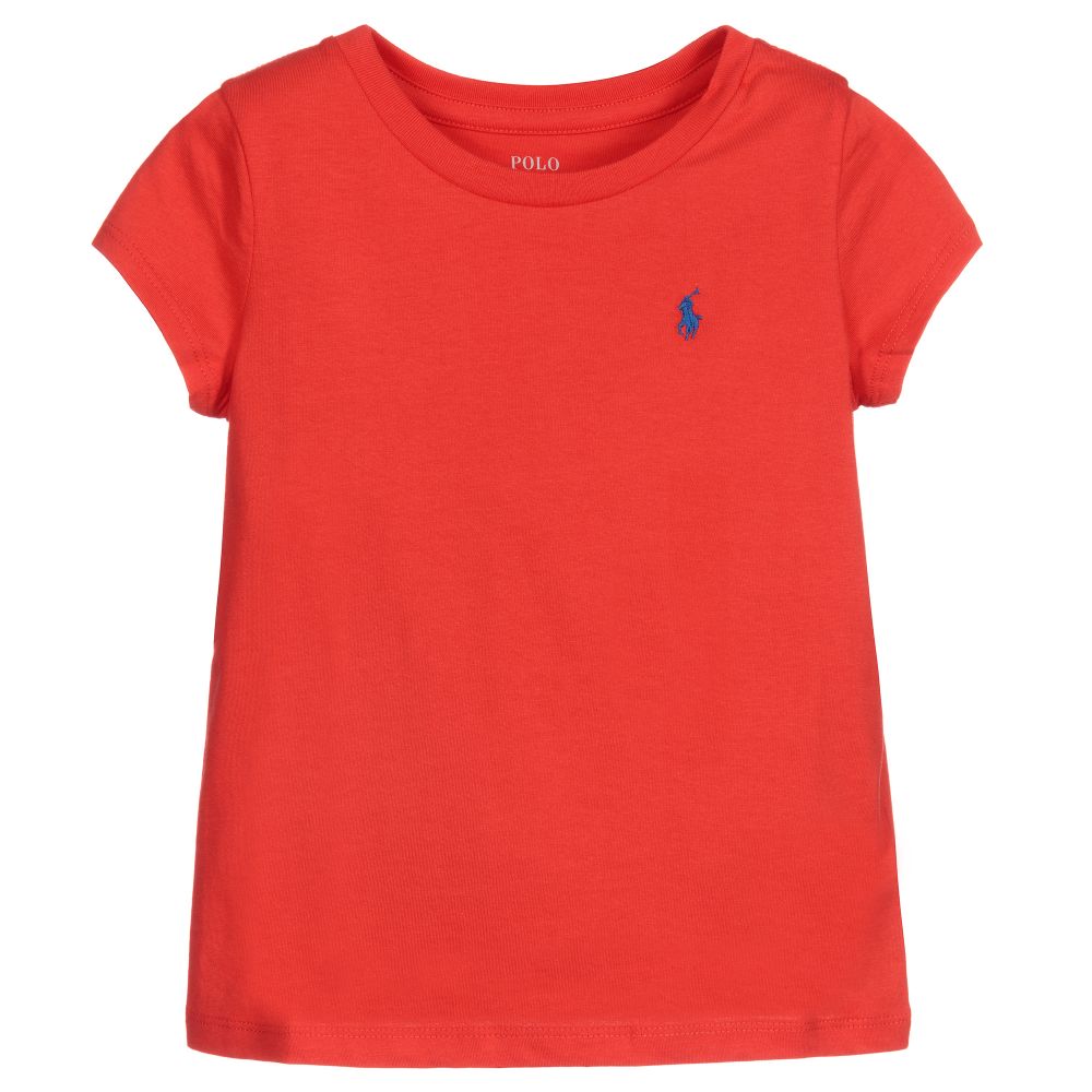 Polo Ralph Lauren Babies' Girls Red Cotton Logo T-shirt
