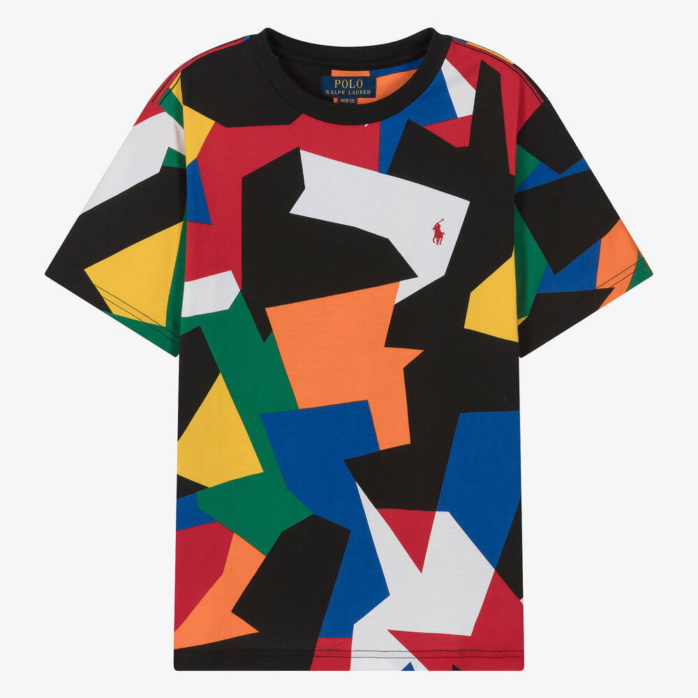 Ralph Lauren - Teen Boys Black Abstract Print Cotton T-Shirt | Childrensalon
