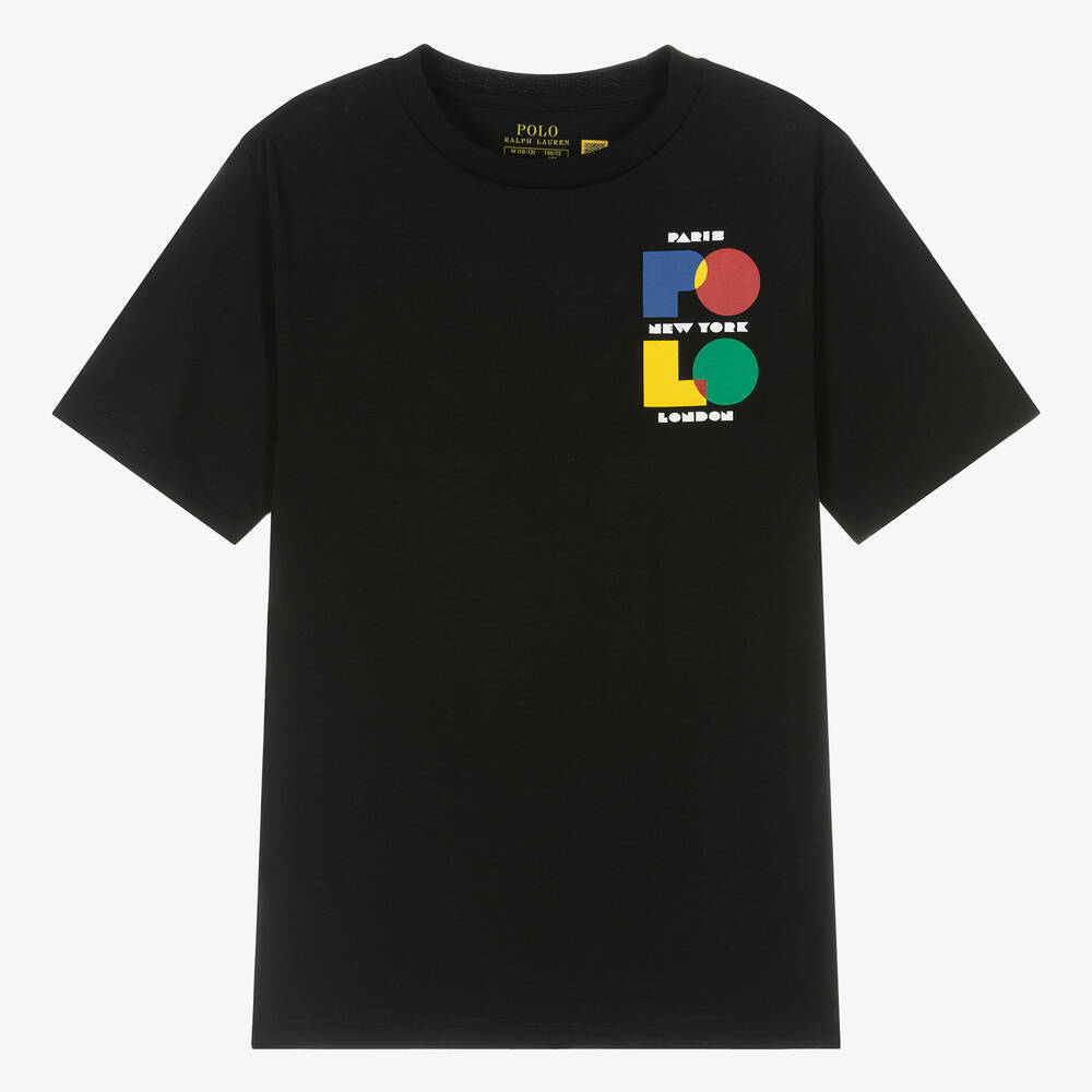 Ralph Lauren - Teen Boys Black Cotton Jersey T-Shirt | Childrensalon