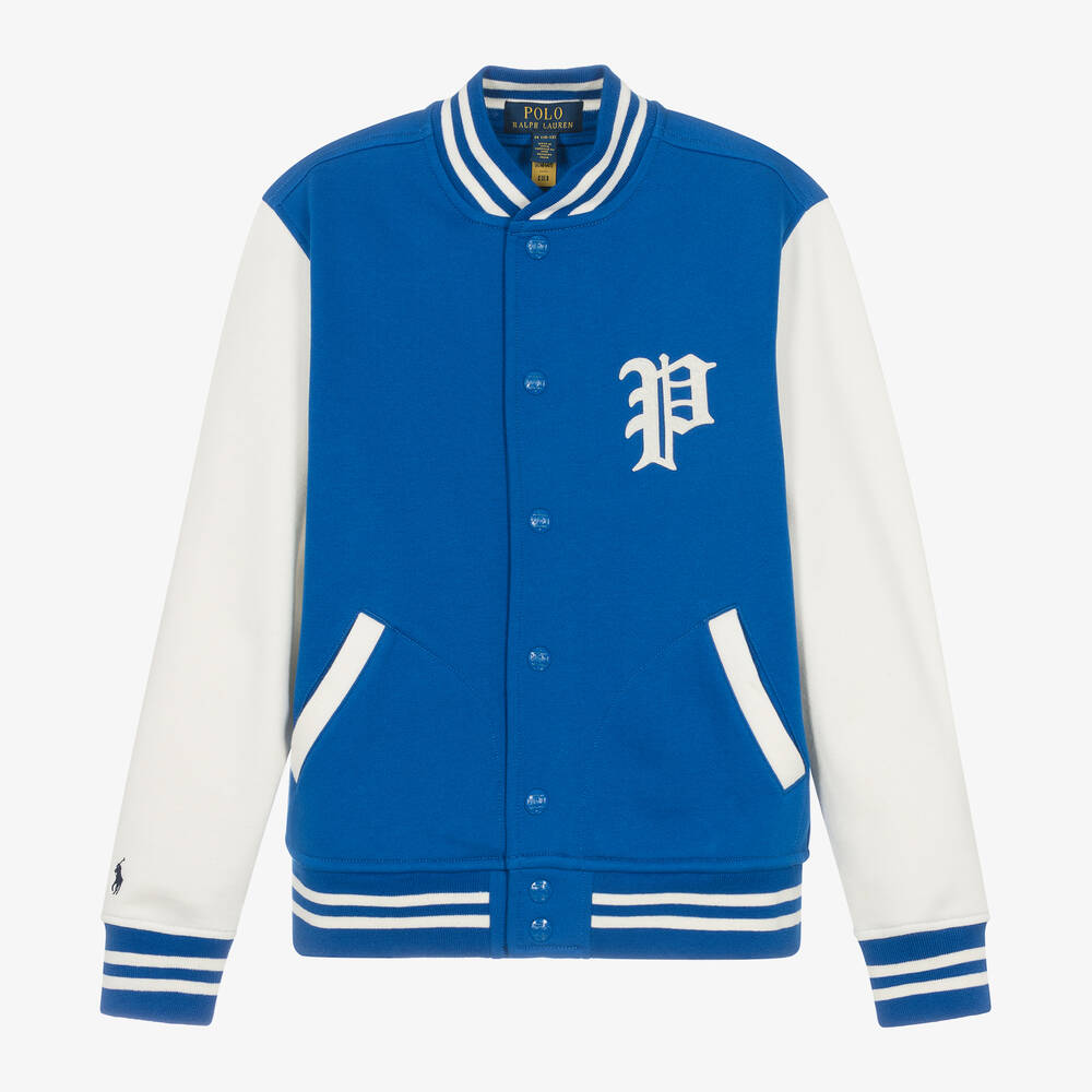 Ralph Lauren - Teen Boys Blue Cotton Baseball Jacket | Childrensalon