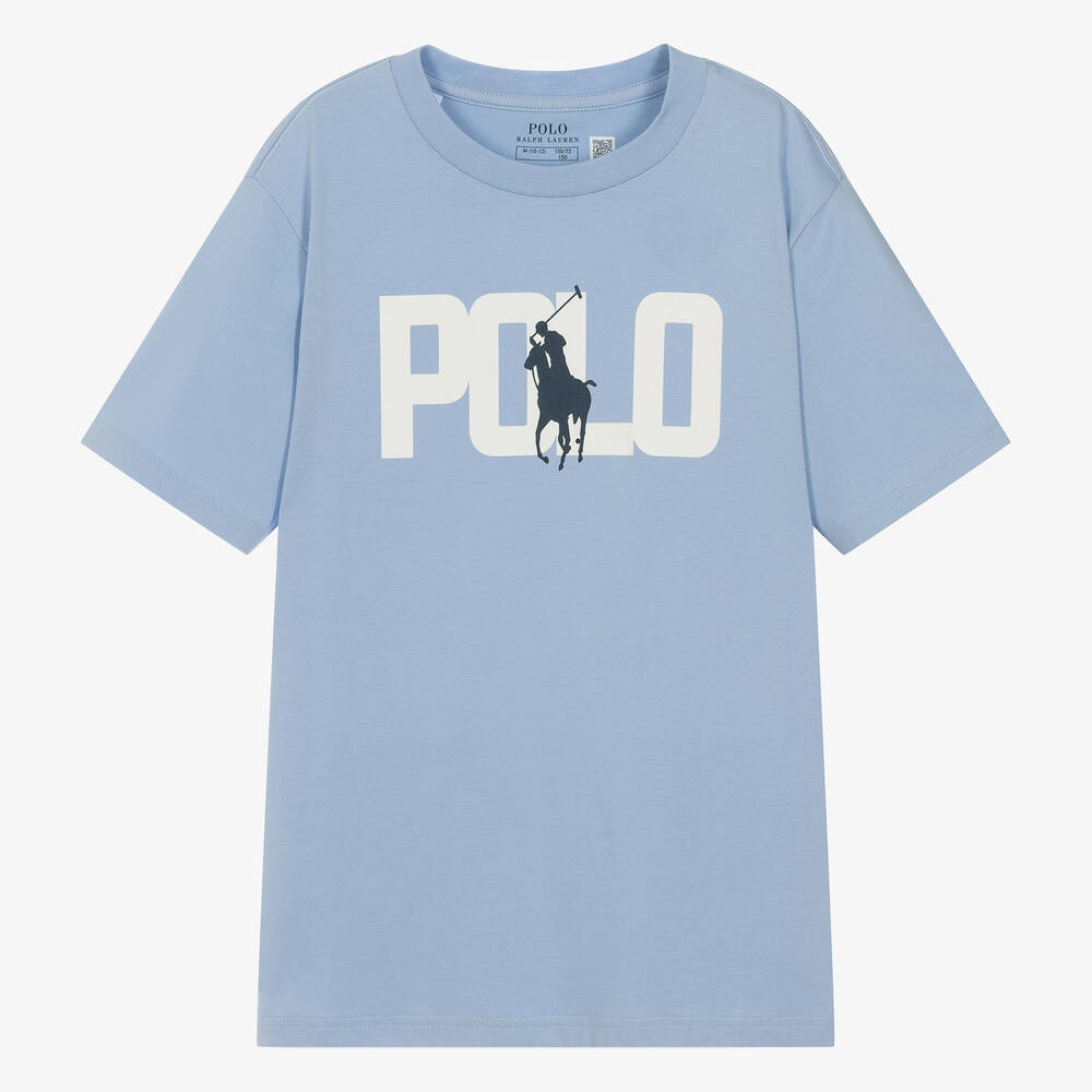 Ralph Lauren - Teen Boys Blue Cotton Big Pony T-Shirt | Childrensalon