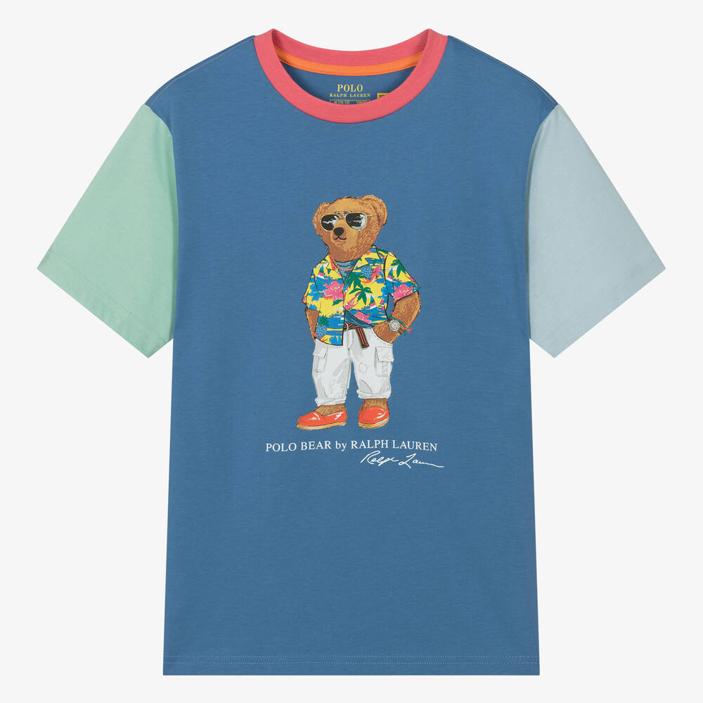 Ralph Lauren - Teen Boys Blue Cotton Polo Bear T-Shirt | Childrensalon