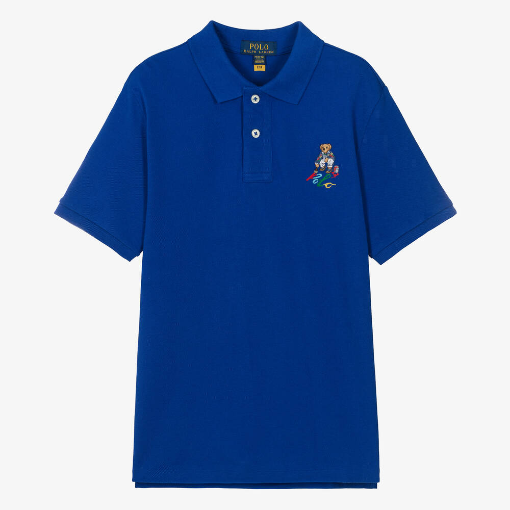 Ralph Lauren - Teen Boys Blue Cotton Polo Shirt | Childrensalon