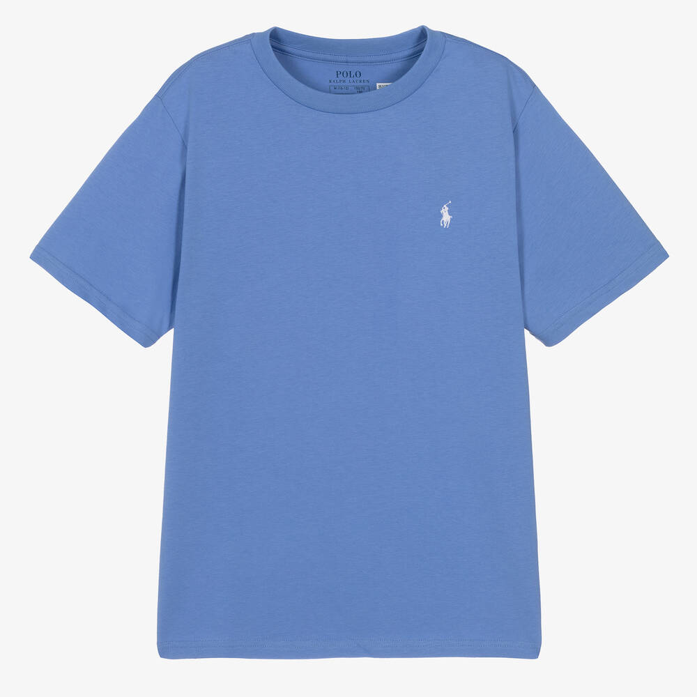 Ralph Lauren - Teen Boys Blue Cotton Polo T-Shirt | Childrensalon