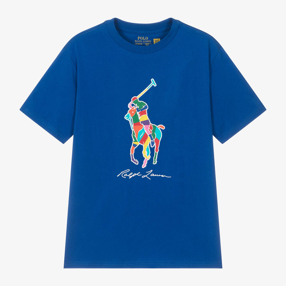 Ralph Lauren - Teen Boys Blue Cotton Pony T-Shirt | Childrensalon