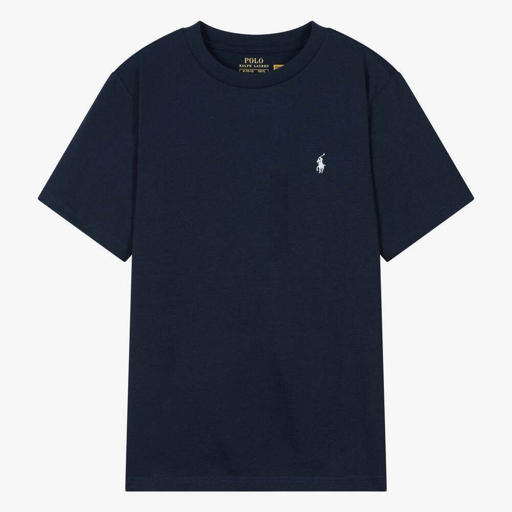 Ralph Lauren - Teen Boys Blue Embroidered Pony T-Shirt | Childrensalon