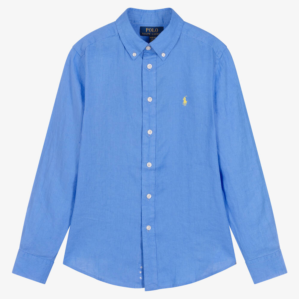 Ralph Lauren - Teen Boys Blue Linen Shirt | Childrensalon