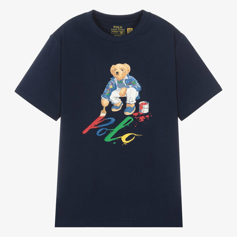 Ralph Lauren Teen Boys Blue Polo Bear Cotton T-shirt