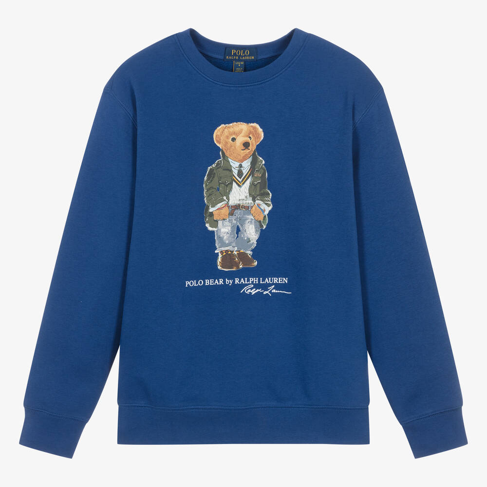 Ralph Lauren - Teen Boys Blue Polo Bear Sweatshirt | Childrensalon