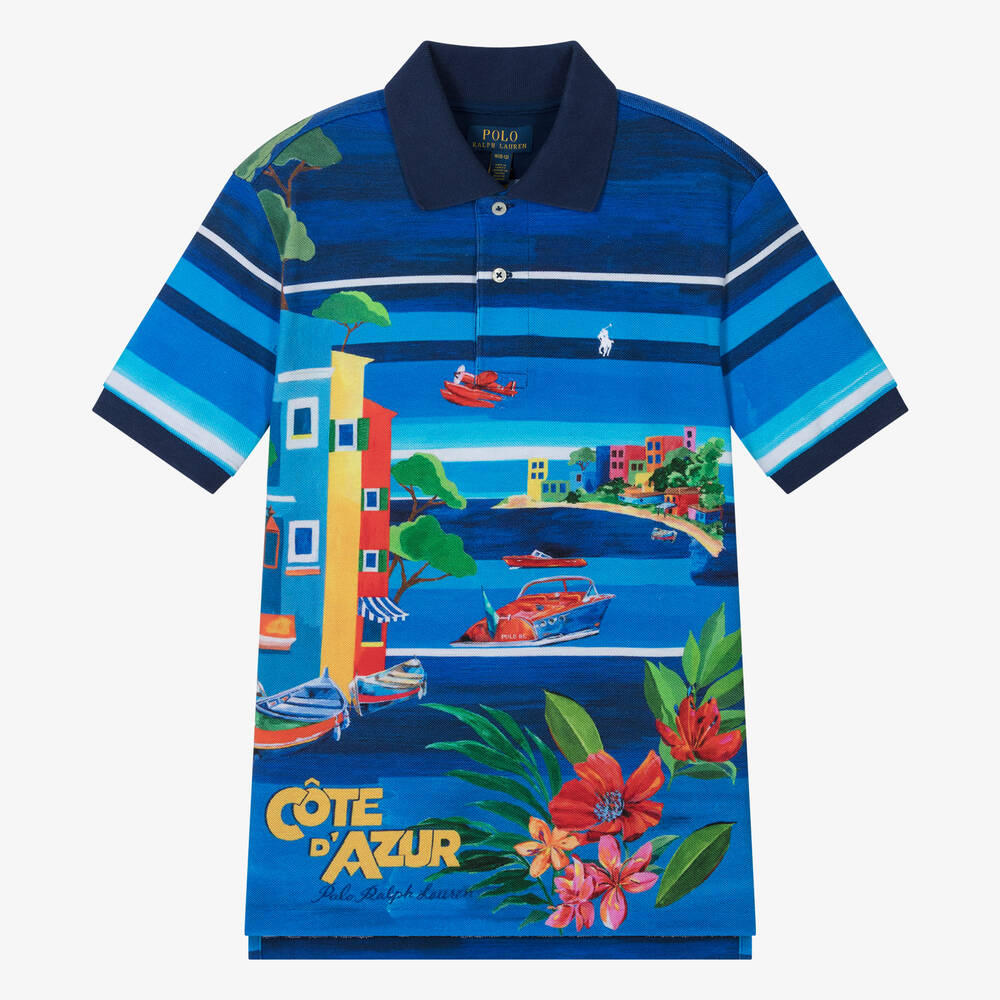 Ralph Lauren - Teen Boys Blue Riviera Cotton Polo Shirt | Childrensalon