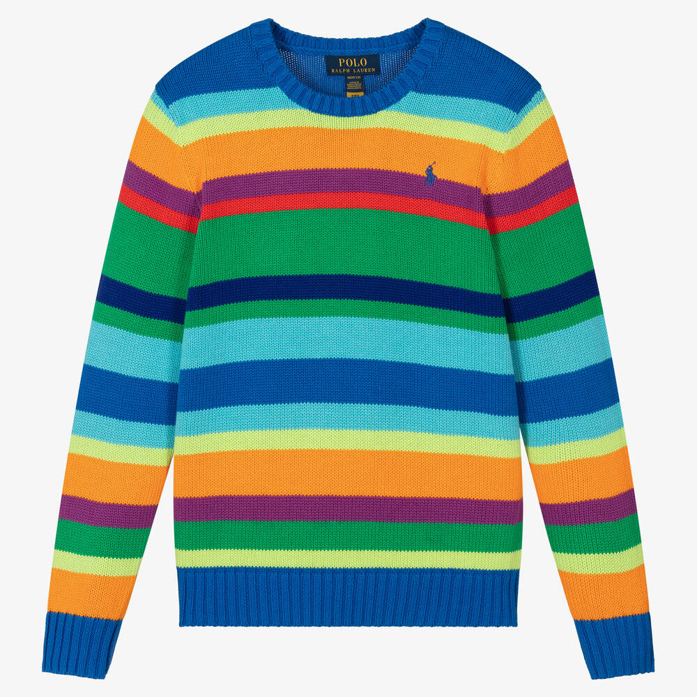 Ralph Lauren Teen Boys Blue Striped Knitted Jumper