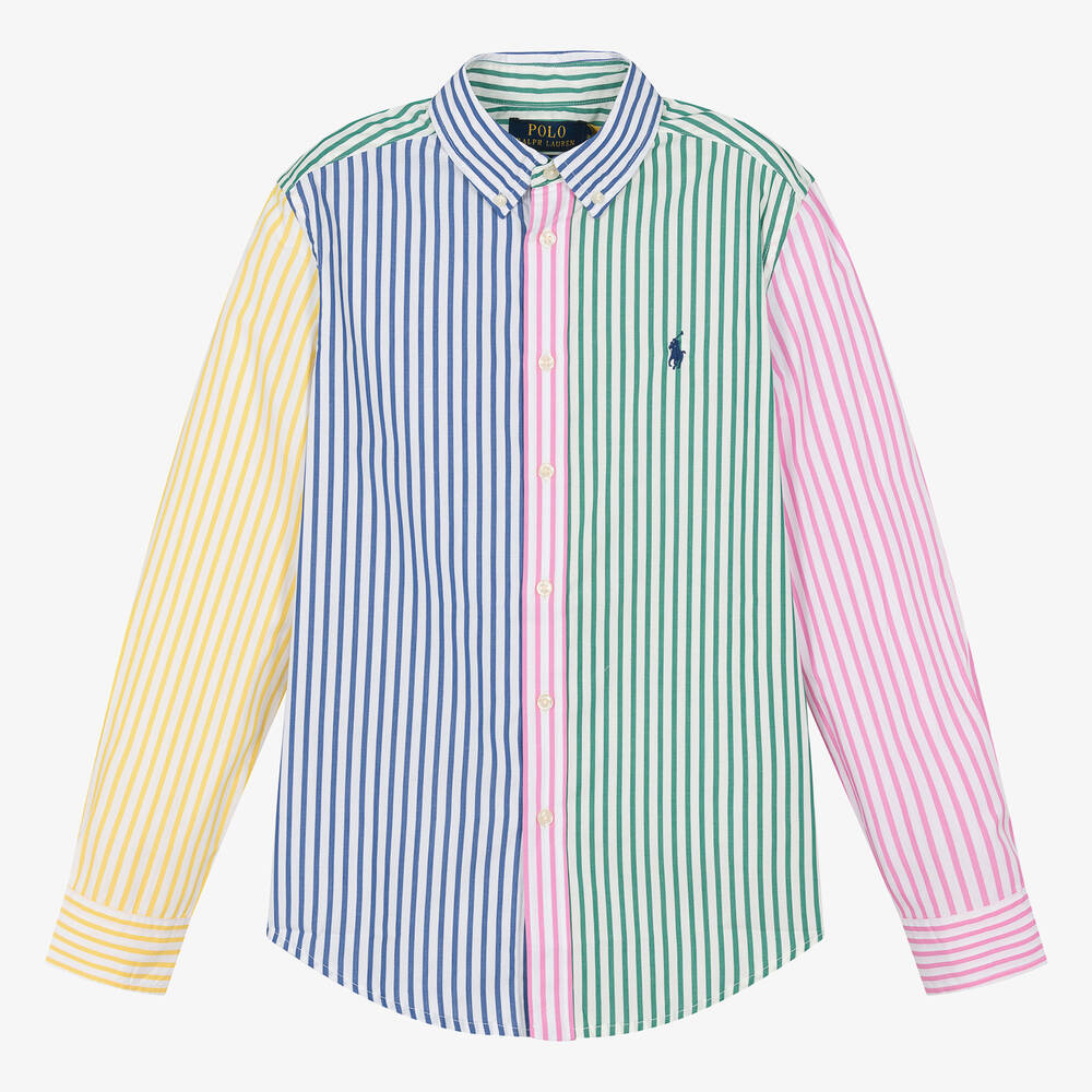 Ralph Lauren - Teen Boys Colourblock Striped Cotton Shirt | Childrensalon