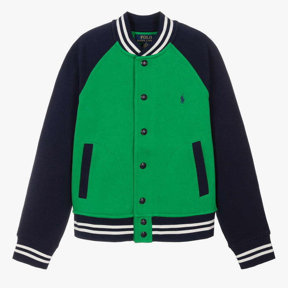 Ralph Lauren - Teen Boys Green Cotton Jersey Bomber Jacket | Childrensalon