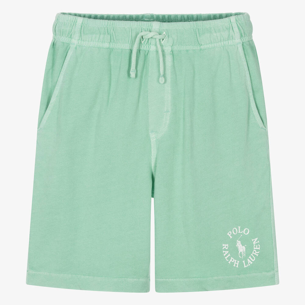 Ralph Lauren - Teen Boys Green Cotton Jersey Shorts | Childrensalon