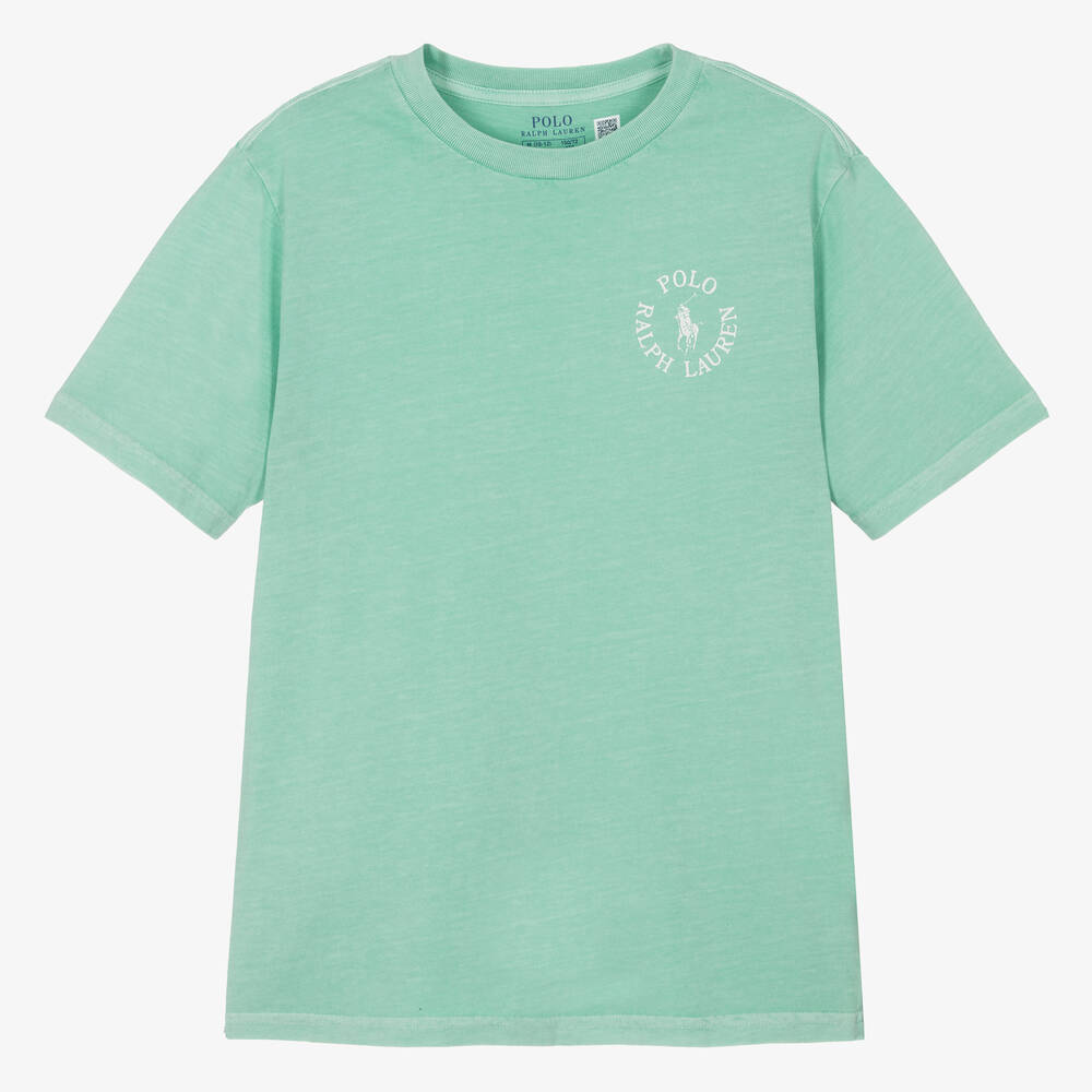 Ralph Lauren - Teen Boys Green Cotton Jersey T-Shirt | Childrensalon