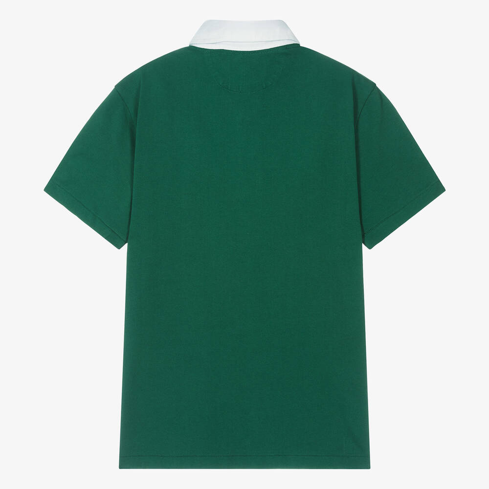 Ralph Lauren - Teen Boys Green Cotton Polo Bear Rugby Shirt | Childrensalon