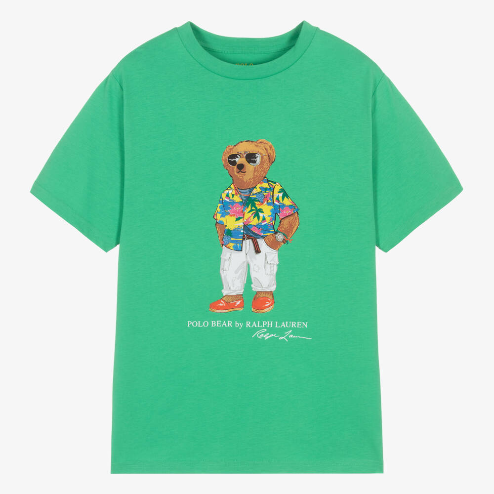 Ralph Lauren - Teen Boys Green Cotton Polo Bear T-Shirt | Childrensalon