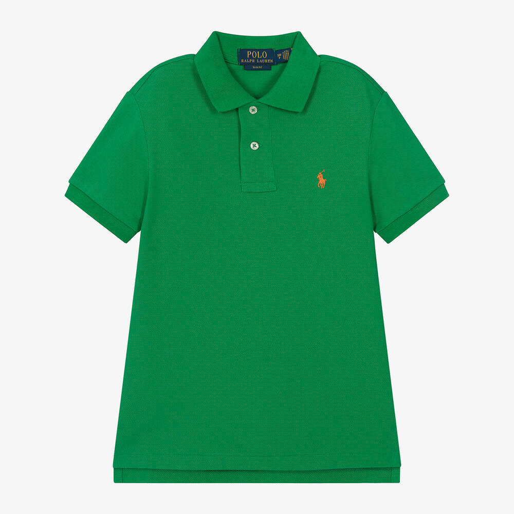 Ralph Lauren - Teen Boys Green Cotton Polo Shirt | Childrensalon