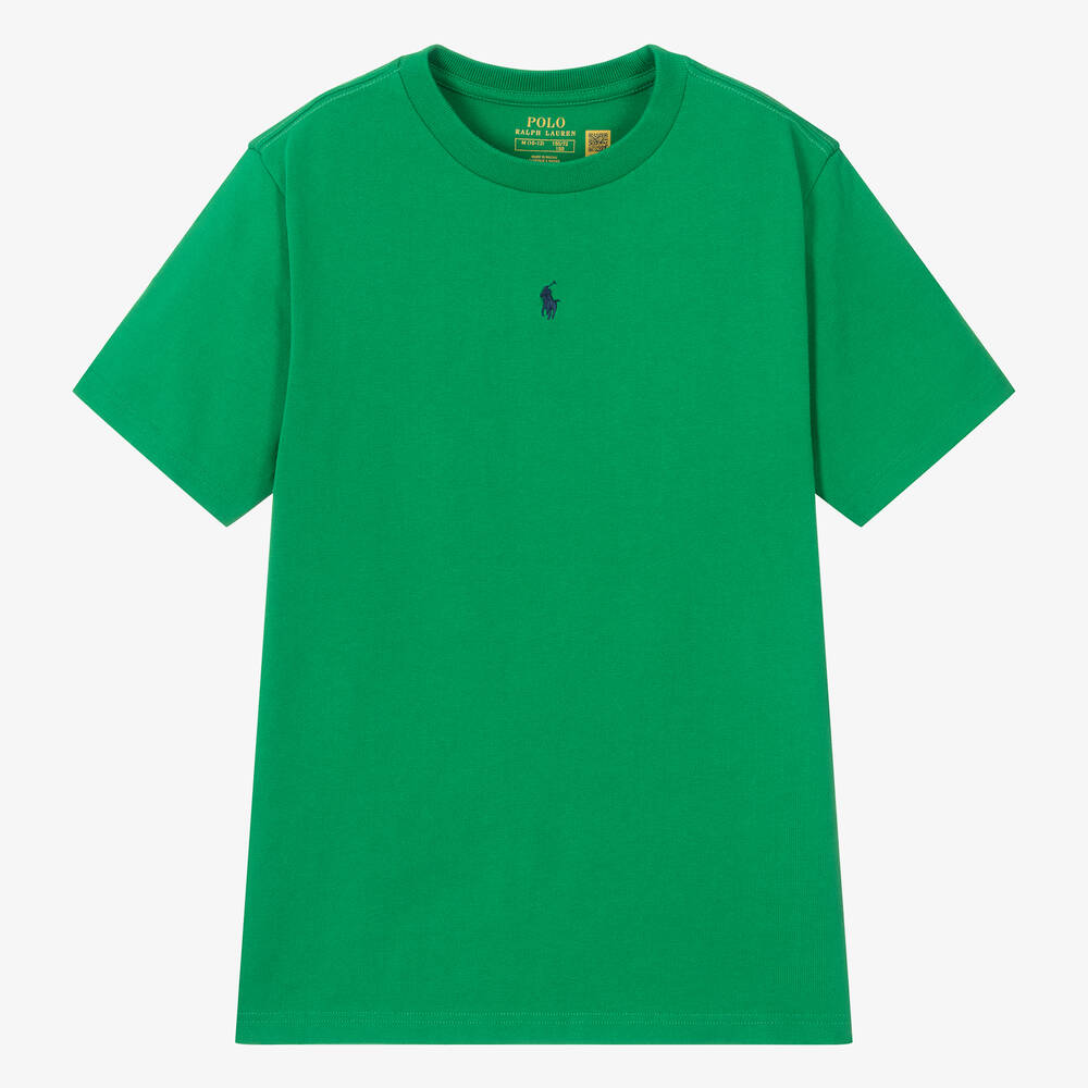 Ralph Lauren - Teen Boys Green Cotton Pony T-Shirt | Childrensalon