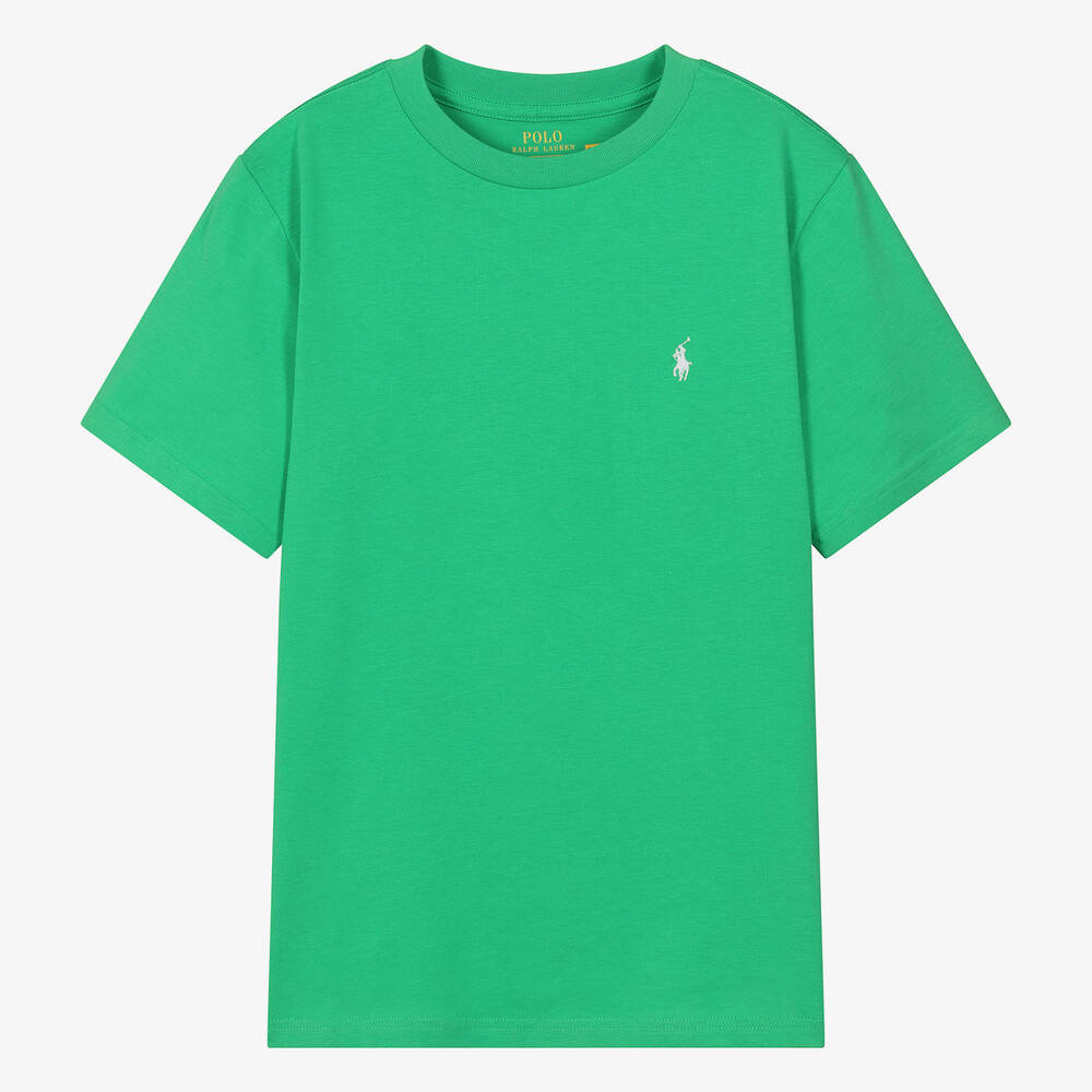 Ralph Lauren - Teen Boys Green Embroidered Pony T-Shirt | Childrensalon