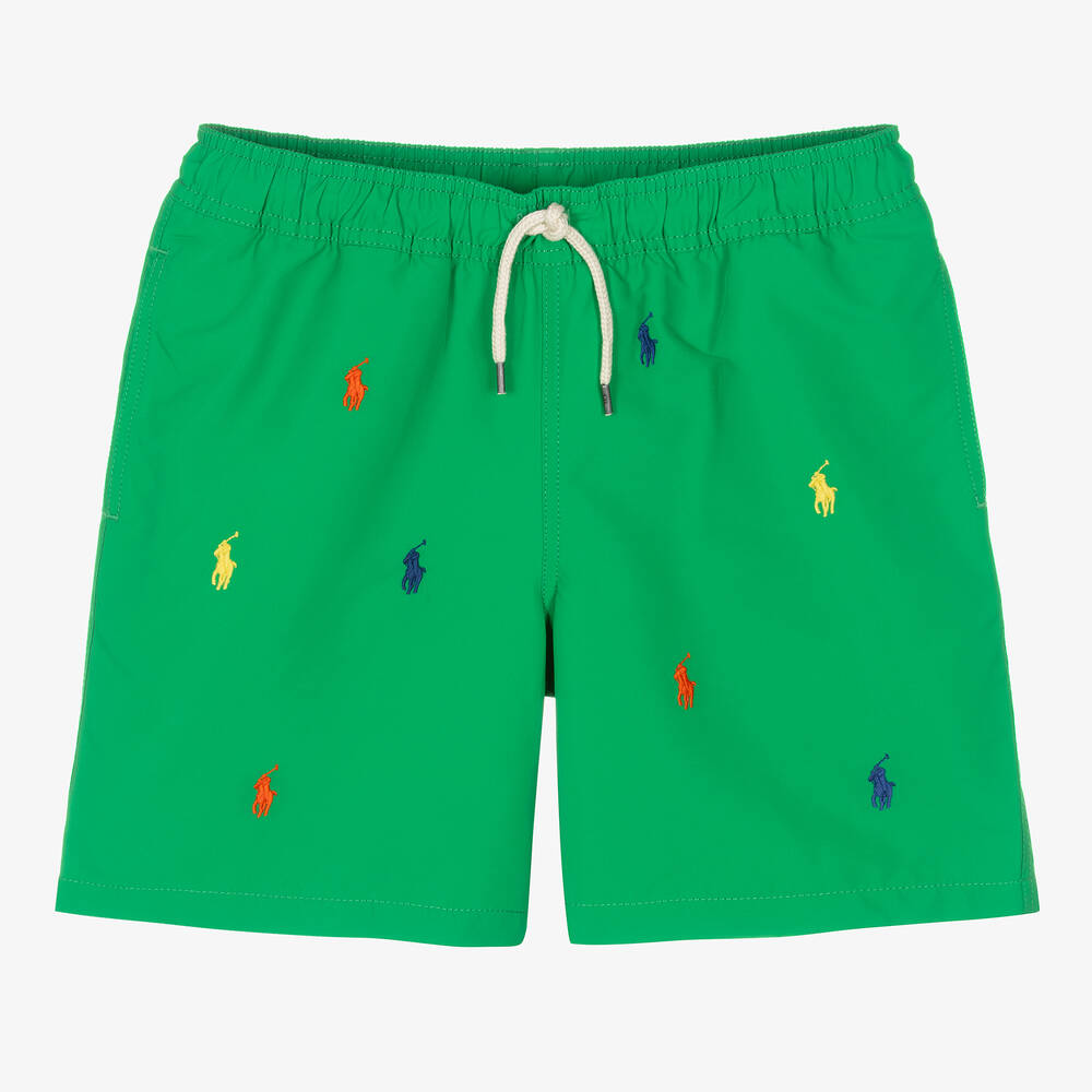 Ralph Lauren - Teen Boys Green Polo Pony Swim Shorts | Childrensalon