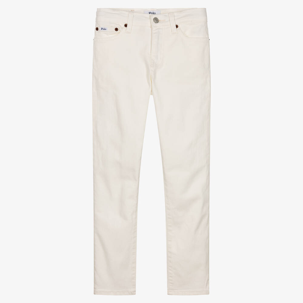 Ralph Lauren - Teen Boys Ivory Slim Stretch Denim Jeans | Childrensalon
