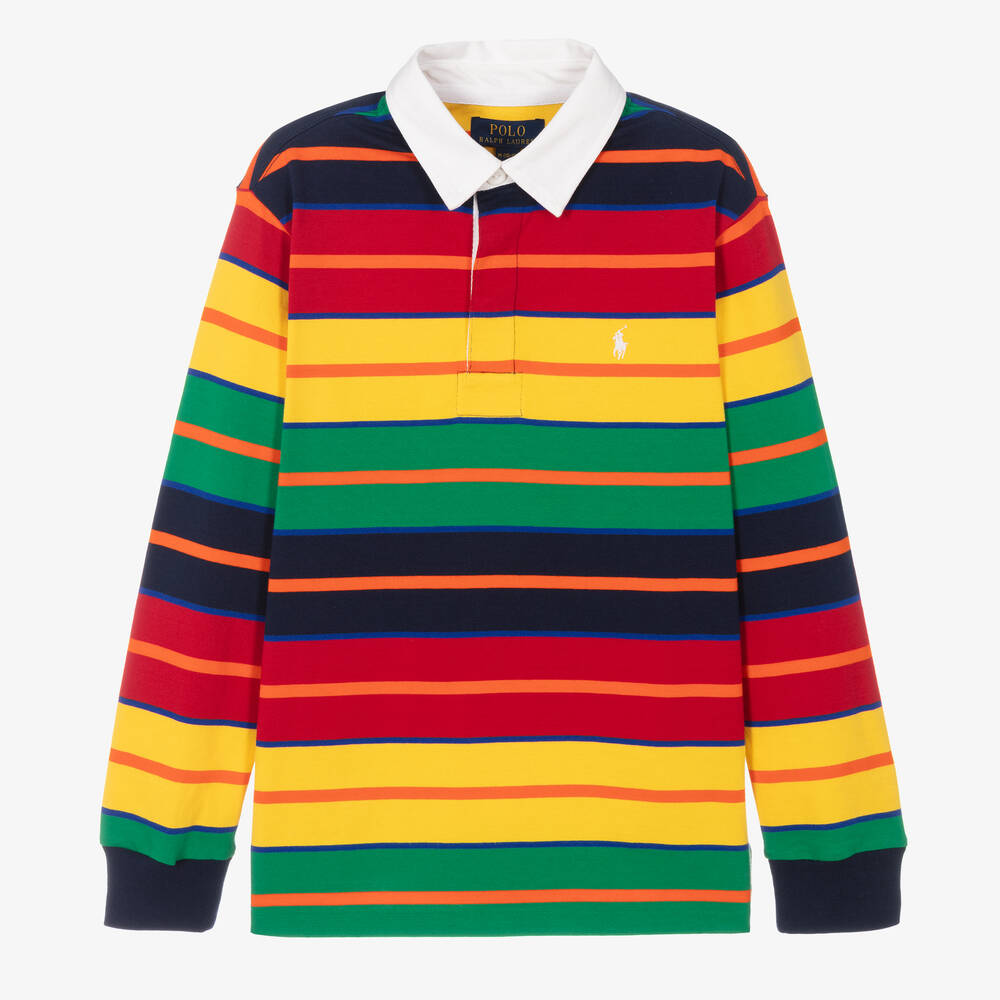 Ralph Lauren - Teen Boys Multicolour Stripe Polo Shirt | Childrensalon