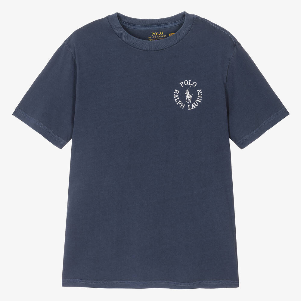 Ralph Lauren - Teen Boys Navy Blue Cotton Jersey T-Shirt | Childrensalon
